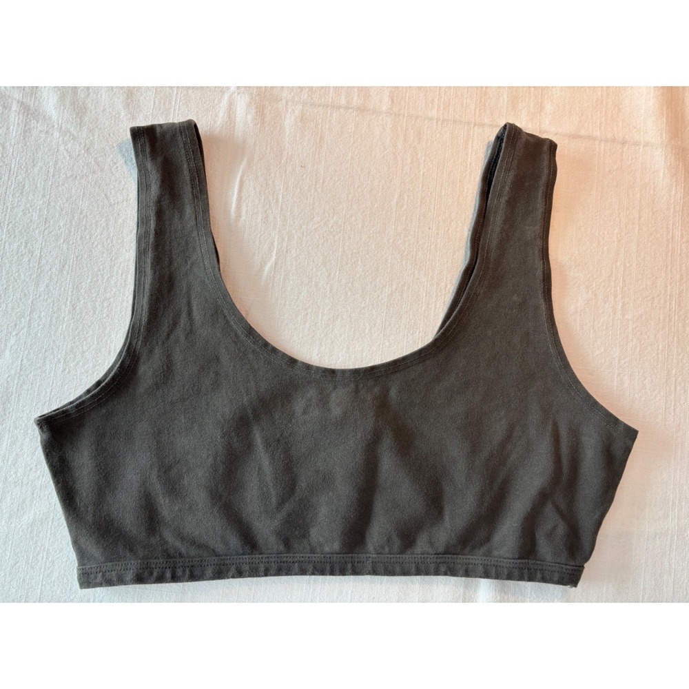 Groceries Apparel Bralette Women XL Charcoal Grey Organic Cotton Scoop Crop Top